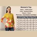 Mustard Yellow Floral Cotton Kurti for Women - Image 9