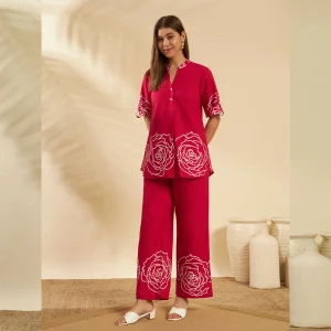 Print Floral Print Kurta Palazzo Set Lounge Wear - Image 4