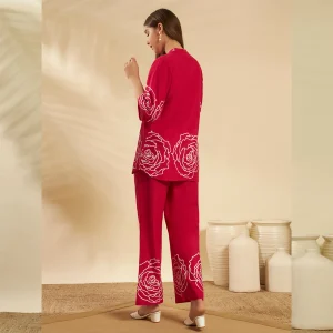 Print Floral Print Kurta Palazzo Set Lounge Wear - Image 8