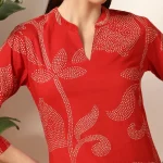 Pure Cotton Short Kurta Tunic Top for Women Red Floral - Image 7