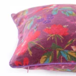 Purple Velvet Cushion Cover Bird Floral Print Home Sofa Decor - Image 4