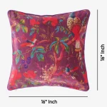 Purple Velvet Cushion Cover Bird Floral Print Home Sofa Decor - Image 7