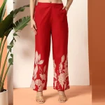 Red Floral Print Cotton Kurta Set, Women Co Ord Set - Image 8