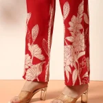 Red Floral Print Cotton Kurta Set, Women Co Ord Set - Image 7