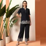Stylish Co-ord Set for Women, Blue Floral Kurta with Pant - Image 3