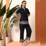 Stylish Co-ord Set for Women, Blue Floral Kurta with Pant - Image 4
