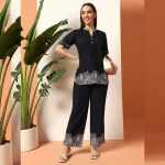 Stylish Co-ord Set for Women, Blue Floral Kurta with Pant