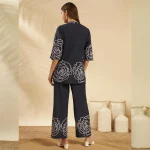 Women Blue Cotton Cord Set Floral Printed Top & Pant - Image 8