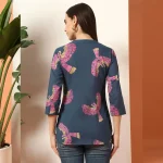 Women Comfortable Everyday Wear Cotton Tops Blue Bird - Image 8