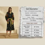 Women Cotton Black Astrology Print Robe Long Kimono - Image 8