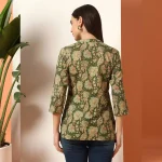 Women Cotton Tops Green Floral Print Shorts Kurti - Image 8