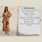 Women Peach Floral Cotton Kaftan Beach Wear - Image 8