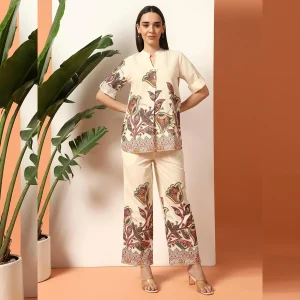 Women Pure Cotton Floral Printed White Co-ord Sets - Image 3