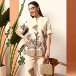 Women Pure Cotton Floral Printed White Co-ord Sets - Image 2