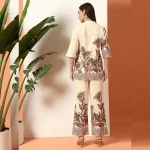 Women Pure Cotton Floral Printed White Co-ord Sets - Image 9