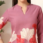 Women Stylish Ethnic Top, Purple Cotton V Neck Kurti - Image 8