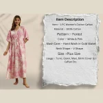 Women White Pink Forest Cotton Caftan Plus Size Maxi - Image 8
