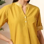 Women's Designer Print Co-Ord Set, Mustard Floral Kurta Sets - Image 7