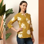 Women's Oliver Green Floral Print Shorts Kurti / Tops - Image 3