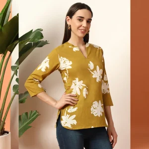 Women's Oliver Green Floral Print Shorts Kurti / Tops - Image 3