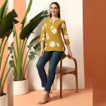 Women's Oliver Green Floral Print Shorts Kurti / Tops - Image 5