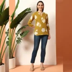 Women's Oliver Green Floral Print Shorts Kurti / Tops - Image 6