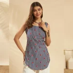 Beautiful Blue Striped & Heart Print Slim Fit Cotton Kurti / Tunic - Image 7