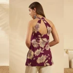 Beautiful Wine Floral Print Cotton Kurti Slim Fit Tunic - Image 8