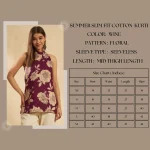 Beautiful Wine Floral Print Cotton Kurti Slim Fit Tunic - Image 9