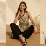 Brown Beige Floral Cotton Casual & Festive Kurti - Image 6