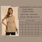 Brown Beige Floral Cotton Casual & Festive Kurti - Image 9