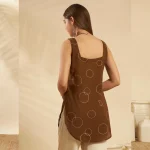 Handmade Brown Geometric Print Kurita Women Slim Fit Cotton Kurti - Image 8
