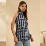 Indian Hand Block Paisley Print Pure Cotton Kurta / Top - Image 3