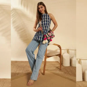 Indian Hand Block Paisley Print Pure Cotton Kurta / Top - Image 6
