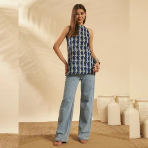 Indian Hand Block Paisley Print Pure Cotton Kurta / Top - Image 7
