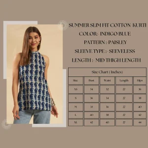 Indian Hand Block Paisley Print Pure Cotton Kurta / Top - Image 9
