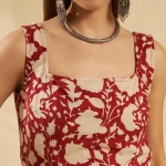 Indian red Floral Print Cotton Kurti Dress - Image 6