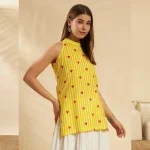 JAIPUR HAND BLOCK Women Cotton Kurti Yellow Striped & Heart - Image 5