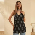 Luxury Black Paisley Kurti Summer Party Wear Tops For Women - Image 2