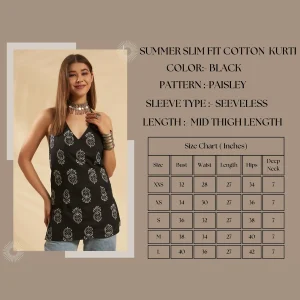Luxury Black Paisley Kurti Summer Party Wear Tops For Women - Image 9