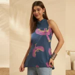 Luxury Blue Eagle Print Cotton Fabric Kurta For Women - Image 2