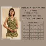Women Cotton Floral Halter Neck Kurti Summer Green Tunic - Image 9