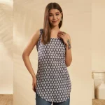 Women Gray Floral Print Ethnic Summer Tunic for Casual - Image 3