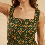 Women Green Floral Cotton Sleeveless Kurti Summer Tunic - Image 7