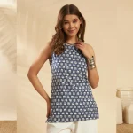 Women Lightweight Cotton Kurta Daily Wear Blue Tunic - Image 2