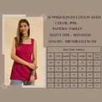 Women Pink Floral Printed Sleeveless Cotton Kurti Top - Image 9