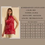 Women Red Floral Print Halter Neck Sleeveless Casual Kurti - Image 9