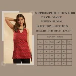 Women Sleeveless Summer Cotton Kurti Orange Floral - Image 8