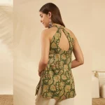 Women Slim Fit Cotton Kurti Green Floral Print Tunic - Image 7