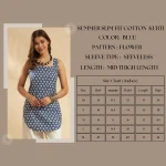 Women Umbrella Cut Kurti Casual Blue Floral Cotton Tunic - Image 9